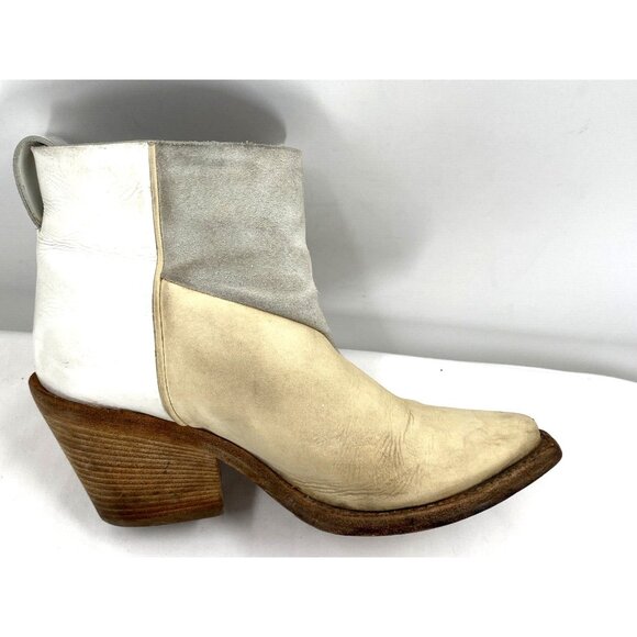 ACNE Studios Donna Brown Colorblock Leather Suede Western Ankle Boots Sz 37 - Picture 9 of 11